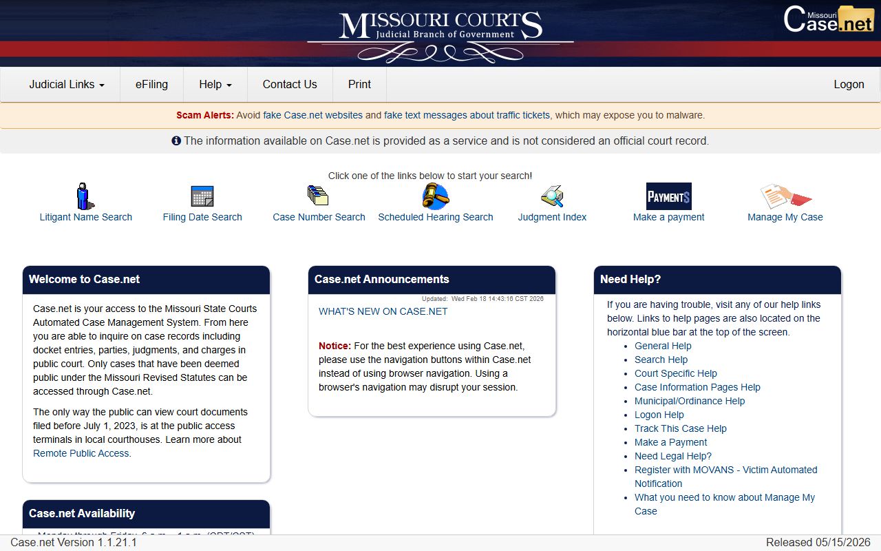 Worth County court records after arrest Case.net search portal