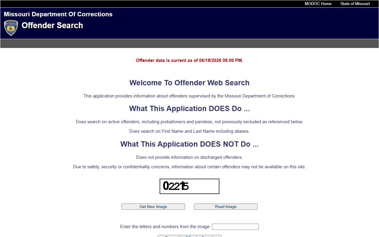 Worth County inmate lookup through Missouri DOC offender search
